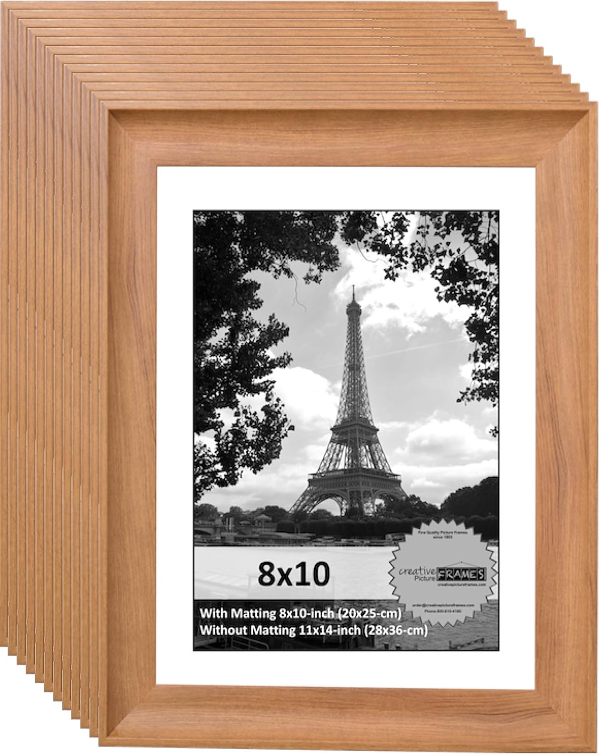 Creative Picture Frames 11” x 14” Eco Natural Wood Frame Finish Picture Frame with Mat to Hold 8” x 10” Photo Media Including Installed Hangers (White Mat)