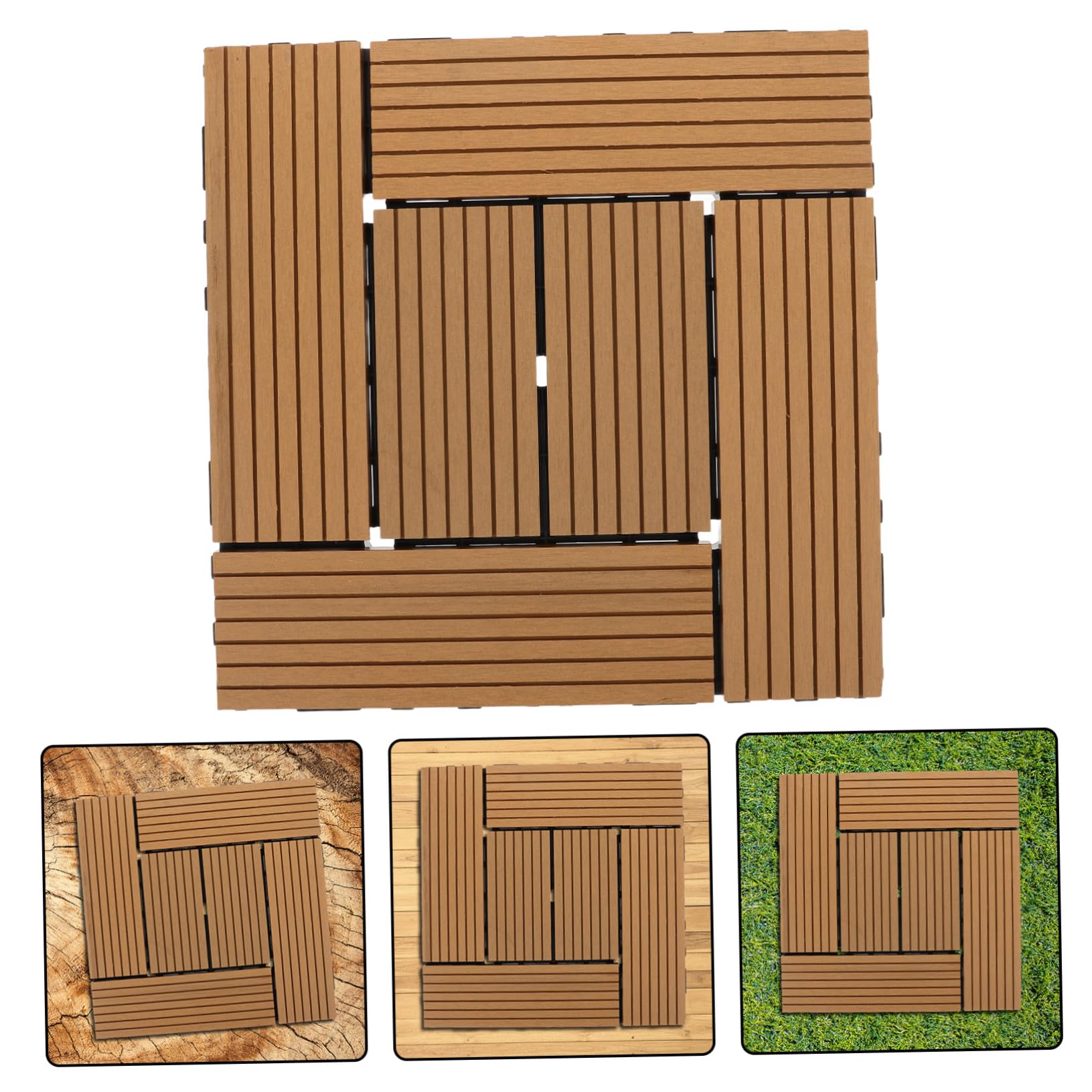 Dalles de Terrasse Clipsables Bois Plastique Durables pour Balcon Patio Jardin DIY Revêtement Sol Extérieur