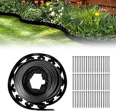 Garden Edge Fence, Resin, Flowerbed Fence, 60 Pegs, Enclosure, Soil Fastening, Lawn Roots, DIY, Gardening, New Thick-Wall Type, Easy Installation, 32.8 ft (10 m)