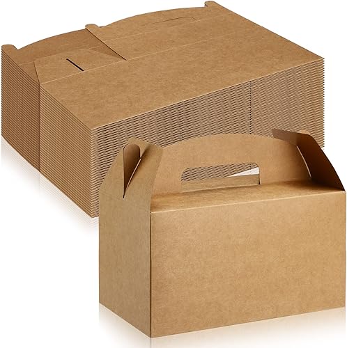 Tinlade 36 cajas grandes de regalo de Navidad para recuerdos de fiesta a granel de 9.5 x 5 x 5 pulgadas, caja de cartón de papel de estraza con asas