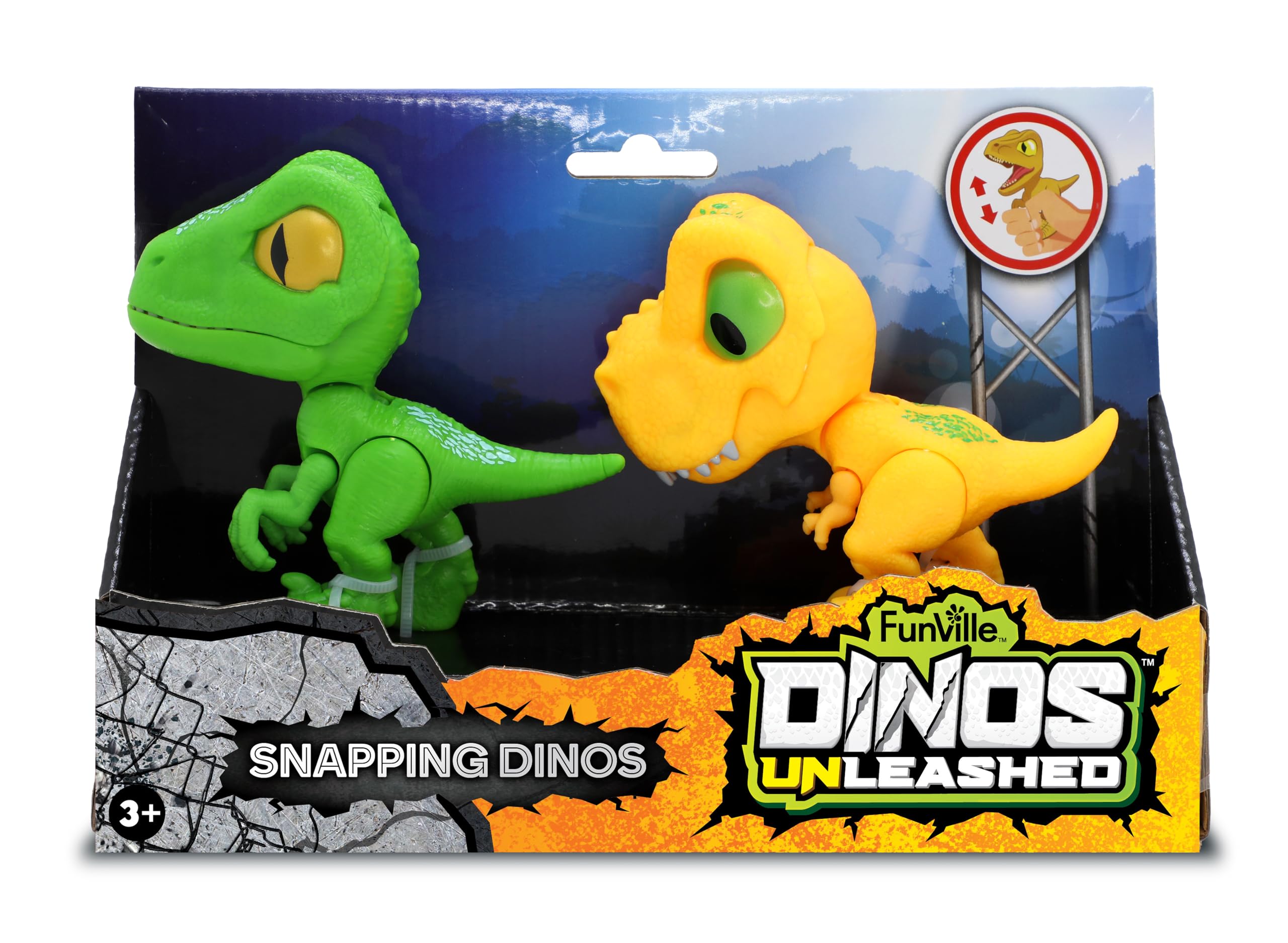 Funville Unleashed Twin Chomping Dinos T-Rex and Raptor Action