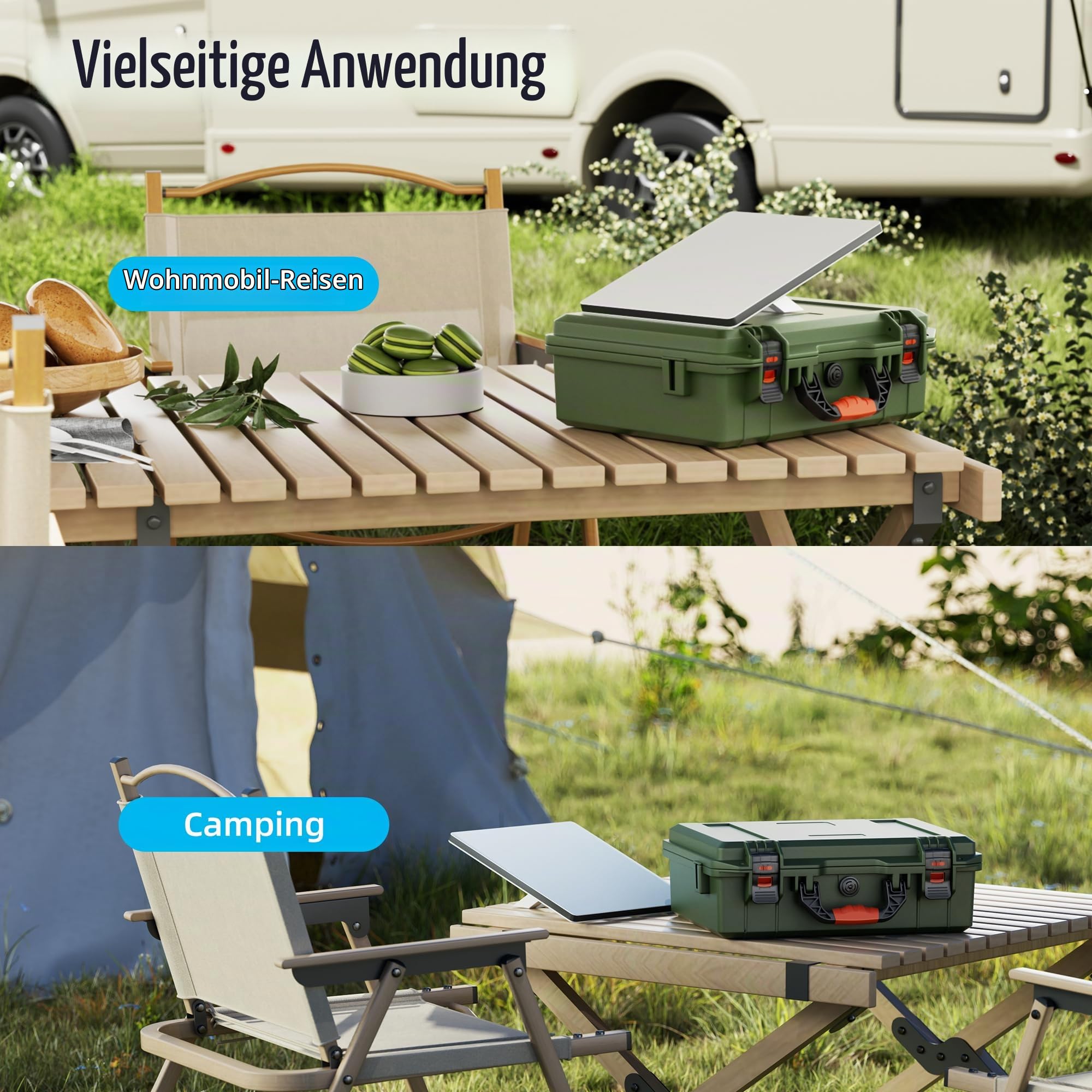 Joinfworld Hardcase Tasche für Starlink, Tragbare Tragetasche für Starlink Mini-Kit, wasserdichte Hartschalen-Aufbewahrungsbox mit Mehreren Fächern,für Reisen, Camping und Outdoor-Abenteuer (Grün)