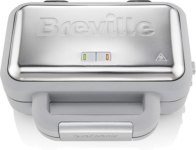 Breville VST072 DuraCeramic Waffle Maker, Non-Stick & Easy Clean with Deep-Fill Removable Plates, White & Stainless Steel (Renewed)