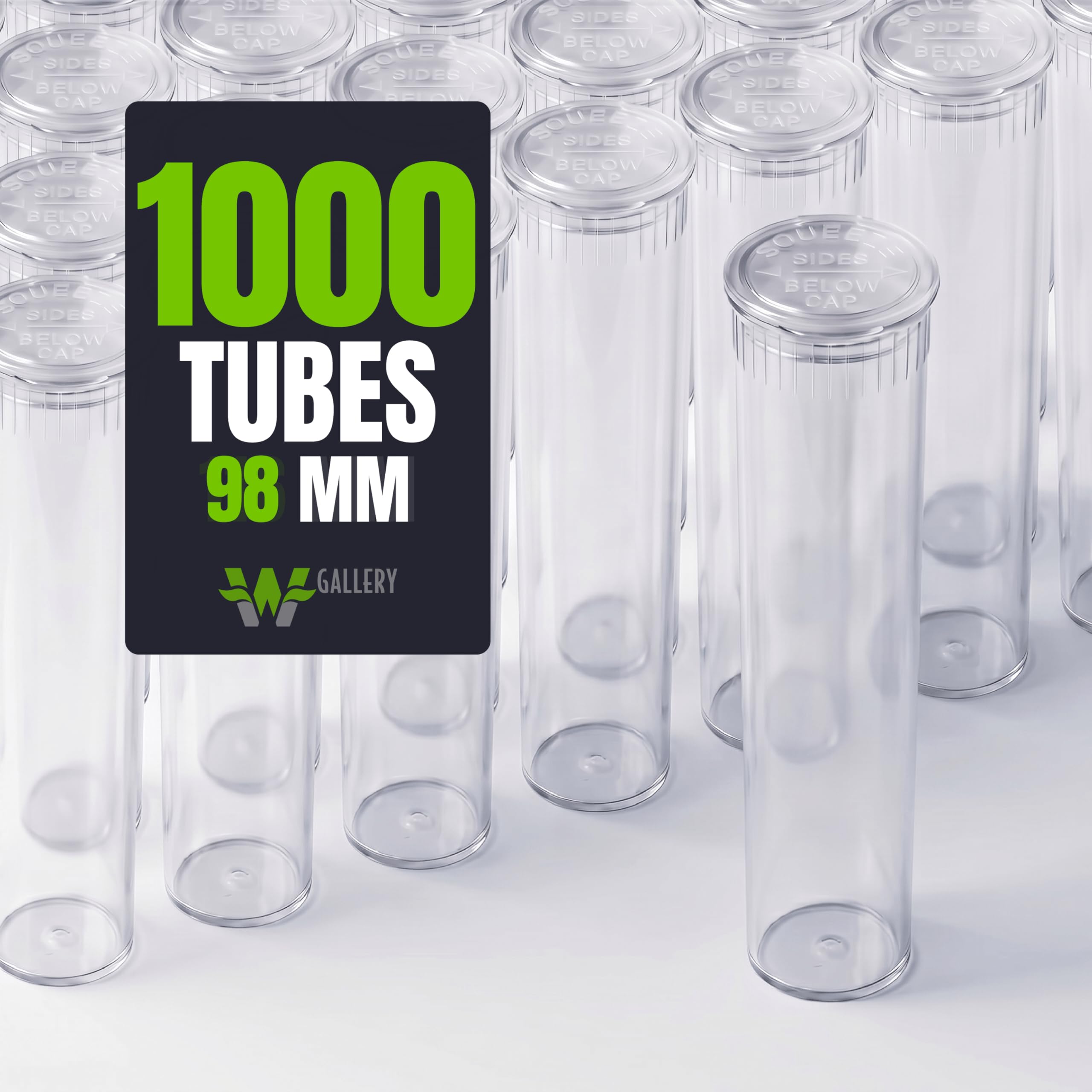 Amazon.com: W Gallery 1000 Clear 98mm OPEN CAP Pop Top Tubes