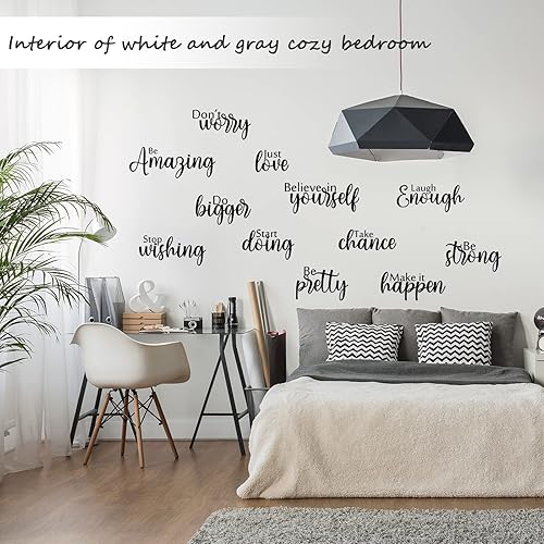 Miniatura 11 de Marspark 12 calcomanías inspiradoras para pared, con cita motivacional, para despegar y pegar, calcomanías extraíbles de espejo con frase positiva