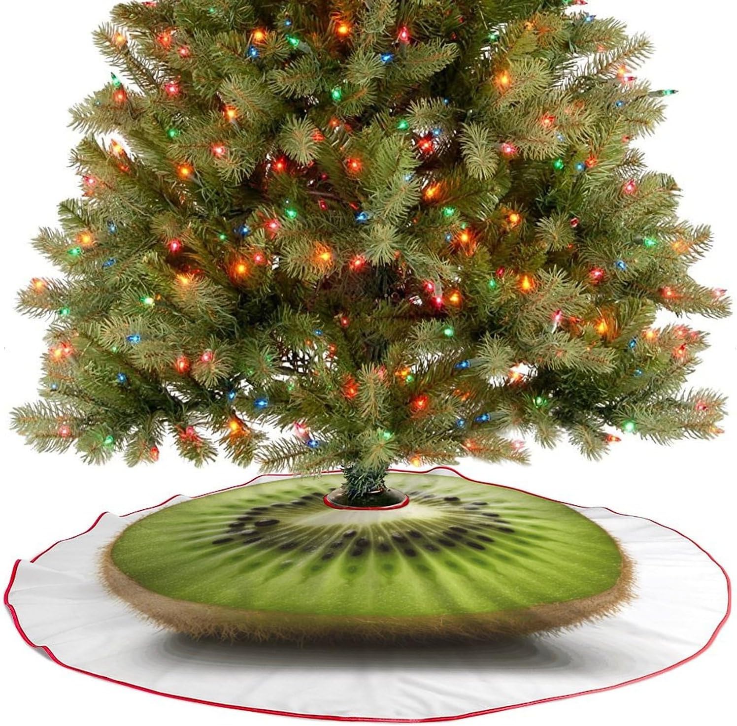 Christmas Tree Skirt Large Tree Skirts Green Kiwi Xmas Tree Skirt Christmas Decoration Christmas Tree Mat for Indoor Outdoor Holiday Party Xmas Tree Decor