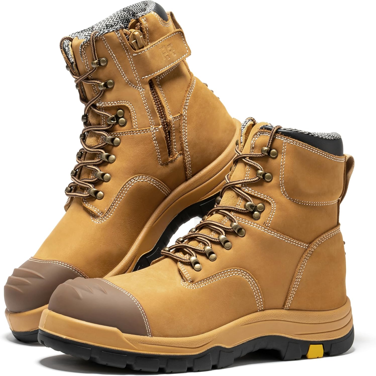 ROCKROOSTER Roslyn Composite Toe Side Zip Work Boots for Men, 7" Lightweight Comp Toe Cap Comfortable YKK Zipper Non-slip Rubber,ASTM F2413-18 EH Safety Boot, Wide Ankle Support Boots (CP232Z-245Z)