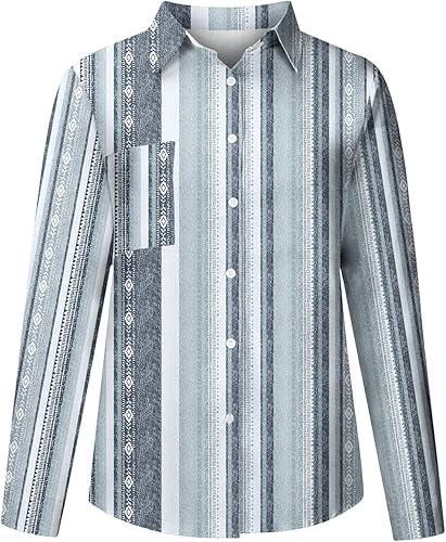 Vista 6 de Women's Striped Button Up Blouse Trendy Business Tops Dressy Soft Cotton Linen Tops Casual Long Sleeve Tops Fall Shirt