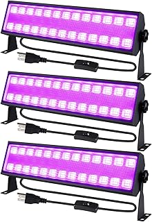 3 Pack Upgraded 100W Black Light Bar, Blacklight Flood Light with 104 LEDs Plug+Switch+5ft Power Cord, 385-400nm Light Up 1600 sq.ft, for Glow Fluorescent Party Stage Lighting Body Paint Poster