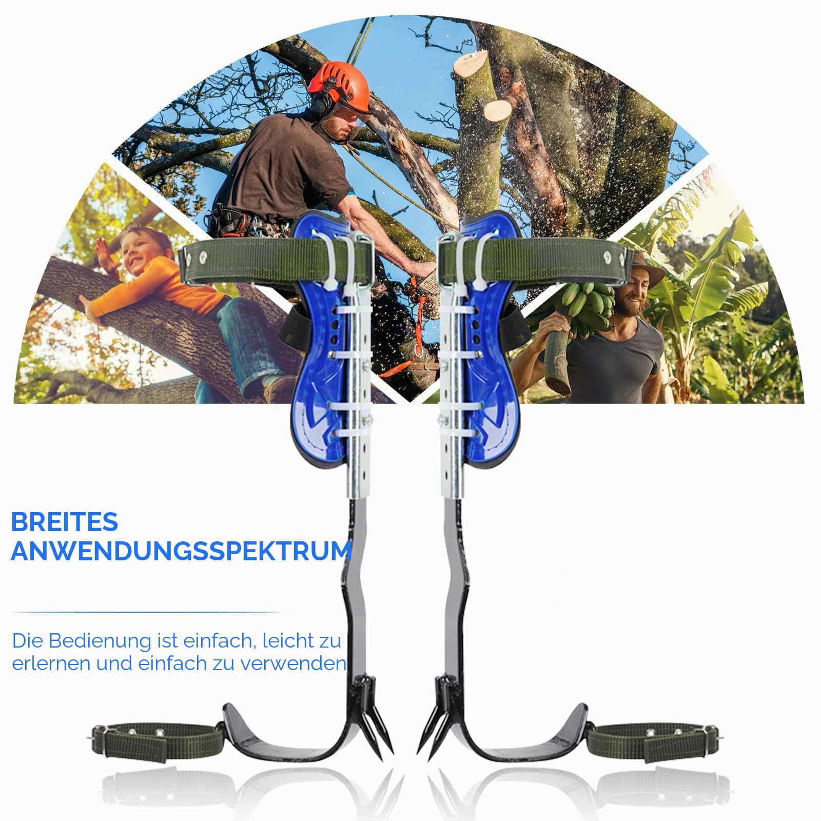Baumklettern Ausrüstung Set,Höhen Verstellbar Tree Climbing Spike, Halteseil Steigeisen Klettergurt,Tree Climbing Spike Baumkletterwerkzeug Sicherheitsgurt Fallschutz
