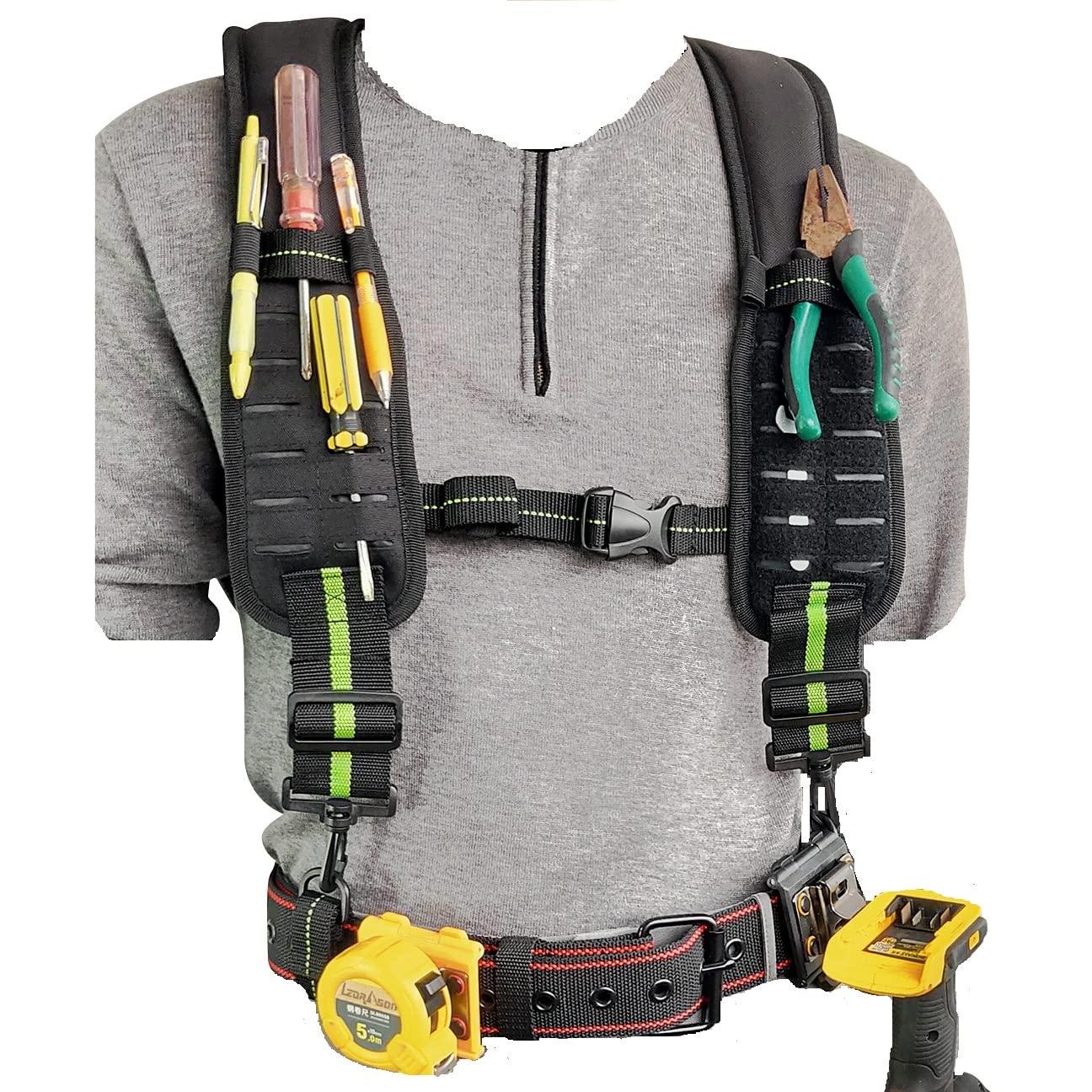 Lzdrason Tool Belt Suspenders for Men,Tirantes Para Bolsas de Construccion, (Working Belt not Included, Only Electrician Suspender)