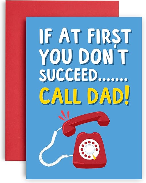 Huxters Dad Birthday Cards  If in Doubt Call Dad Fathers Day, Dad Birthday Funny Birthday Card Thick Uncoated 350gsm Paper  Recyclable Envelope  A5