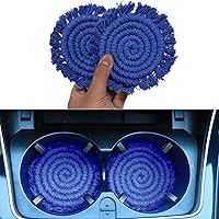 Vista 10 de Juego de 2 posavasos bohemios de 7.4 pulgadas, bonitos posavasos absorbentes para bebidas para escritorio, posavasos de macramé tejidos hechos a