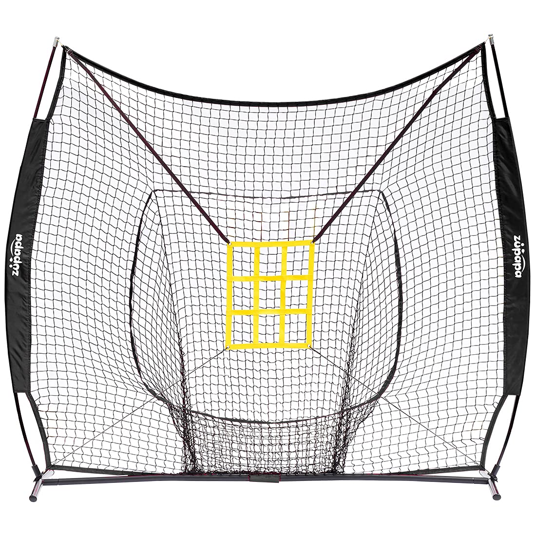 Zupapa 7 by 7 Feet Baseball Softball Hitting Pitching Net with Strike Zone, Baseball Backstop Practice Net for Batting Catching for All Skill Levels