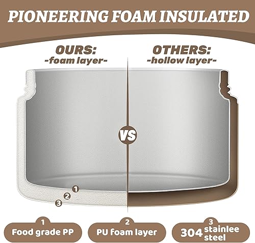 Miniatura 3 de Tinaforld Juego de recipientes de almuerzo portátiles aislados para adultos, lonchera Bento apilable de acero inoxidable para alimentos calientes,