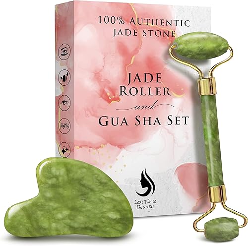 Miniatura 1 de Rodillo de jade para la cara juego de gua Sha de jade Gua Sha rodillo de belleza herramientas faciales Gua Sha rodillo de jade y masajeador facial