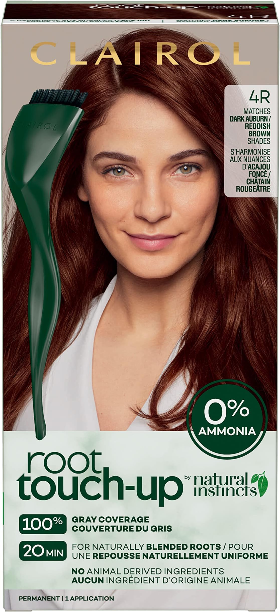 Root Touch-Up by Natural Instincts Permanent Hair Dye, 4R Dark Auburn Hair Color | Naturally Blended Roots with 100% Gray Coverage | Vegan & Ammonia Free Formula | Pack of 1