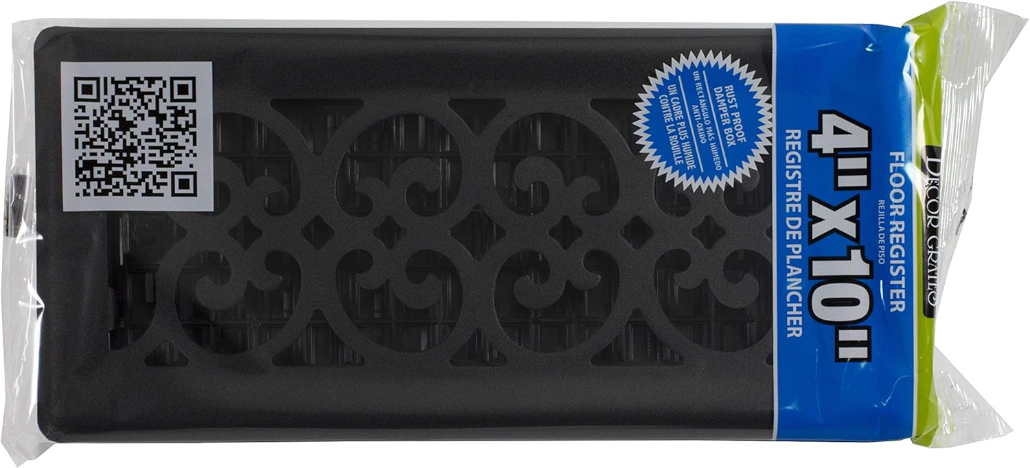 Decor Grates ST410 Decor Floor Register, 4x10, Textured Black - Heating Vents - 