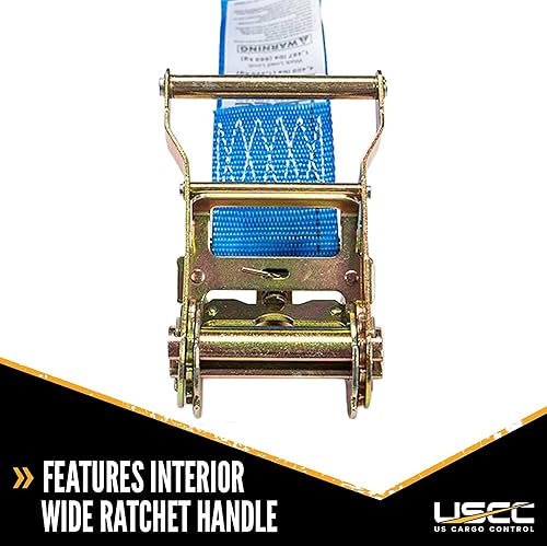 Miniatura 3 de US Cargo Control, Correas de trinquete sin fin, 2 pulgadas de ancho x 15 pies de largo, correas de trinquete azules, amarre de trinquete de mango