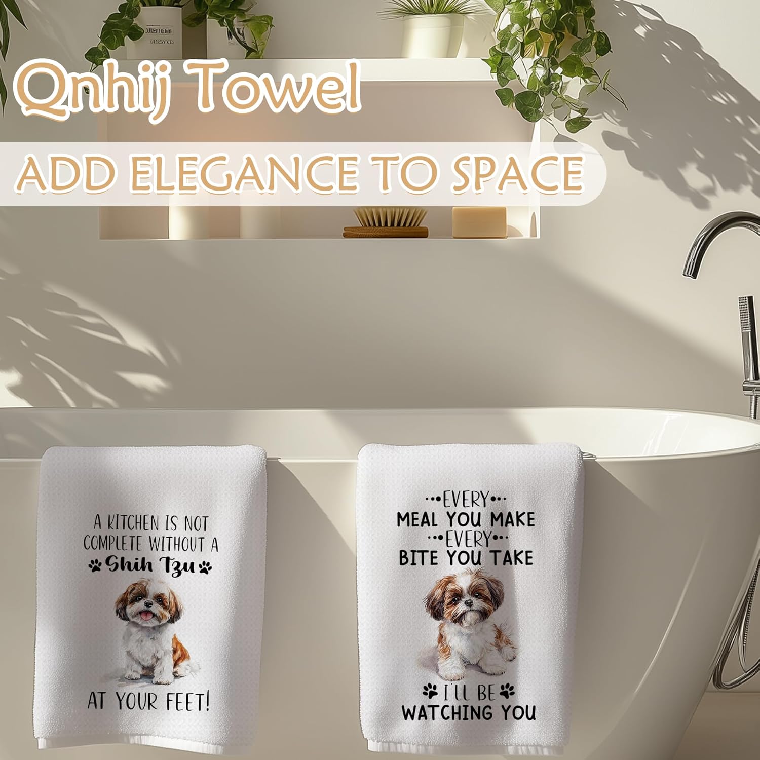 Funny Shih Tzu Kitchen Towels, Shih Tzu Gifts for Women Men, Dog Lovers Gifts Decorative Hand Dish Tea Towels for Kitchen Dining Room, 16x24 Inch Set of 2 - Image 4