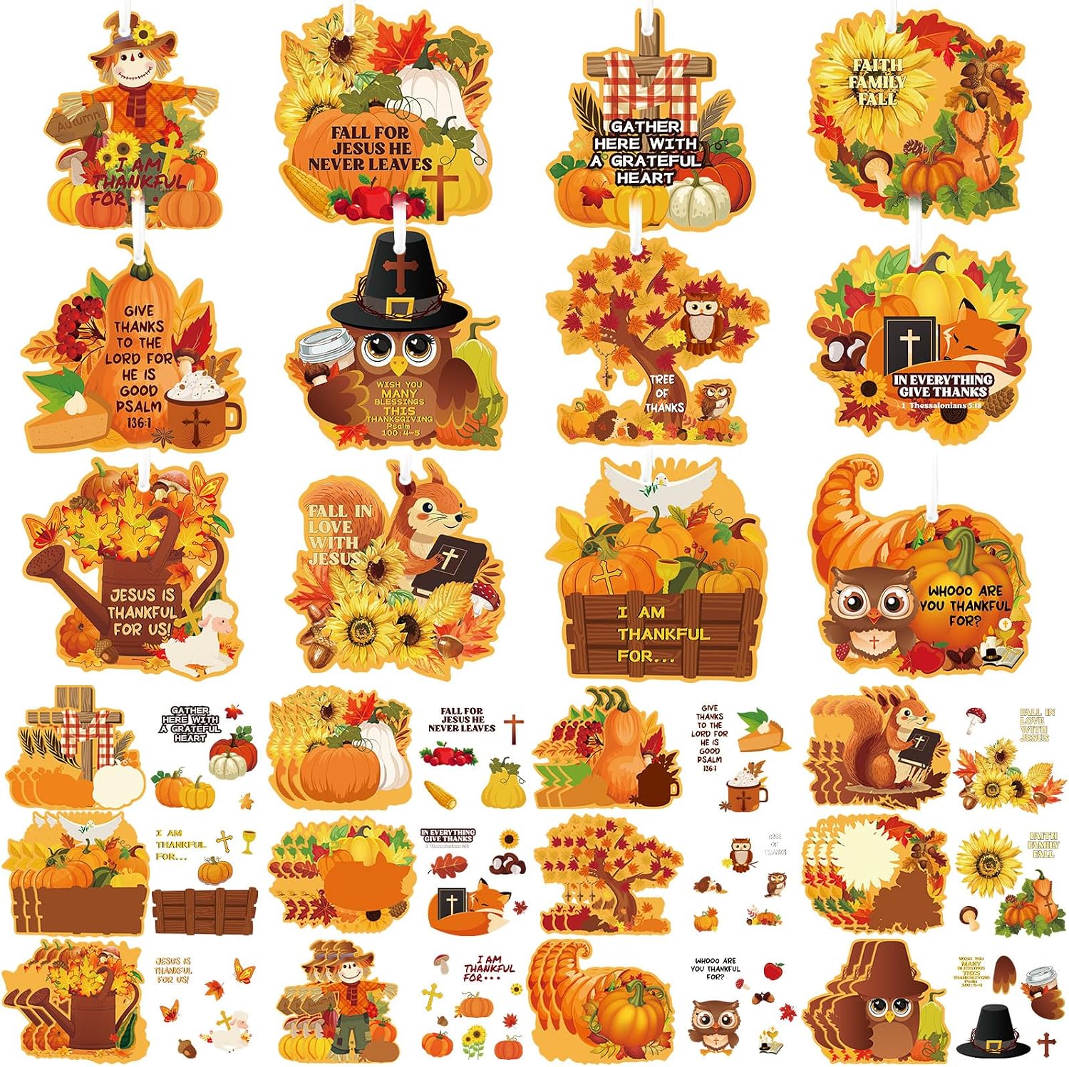 Jetec 36 Pcs Fall Thanksgiving Religious Crafts Autumn Harvest Pumpkin