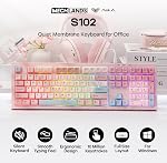 MechLands Aula S102 Clavier de jeu Membrane avec Pad numérique, 100% Mise en page complète, USB-C Filaire, RGB Backlit, Structure en silicone crémeuse, Clavier silencieux pour PC Jeu/Bureau (Pink)