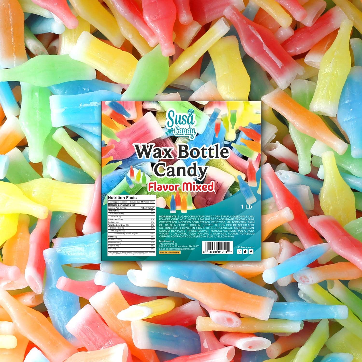 Nik-L-Nips Vintage Wax Bottle Candy Drinks, 1/2 Pound Bulk Candy Bag, Old School Candy, Assorted Flavored Syrup-Filled Wax Treats in Cherry, Orange, Lemon, Blue Raspberry, and Green Apple Flavors