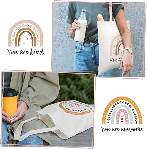 Miniatura 6 de Cunno 4 bolsas de lona arcoíris para empleados y profesores, regalos inspiradores, bolsa bohemia de regreso a la escuela, regalo de agradecimiento