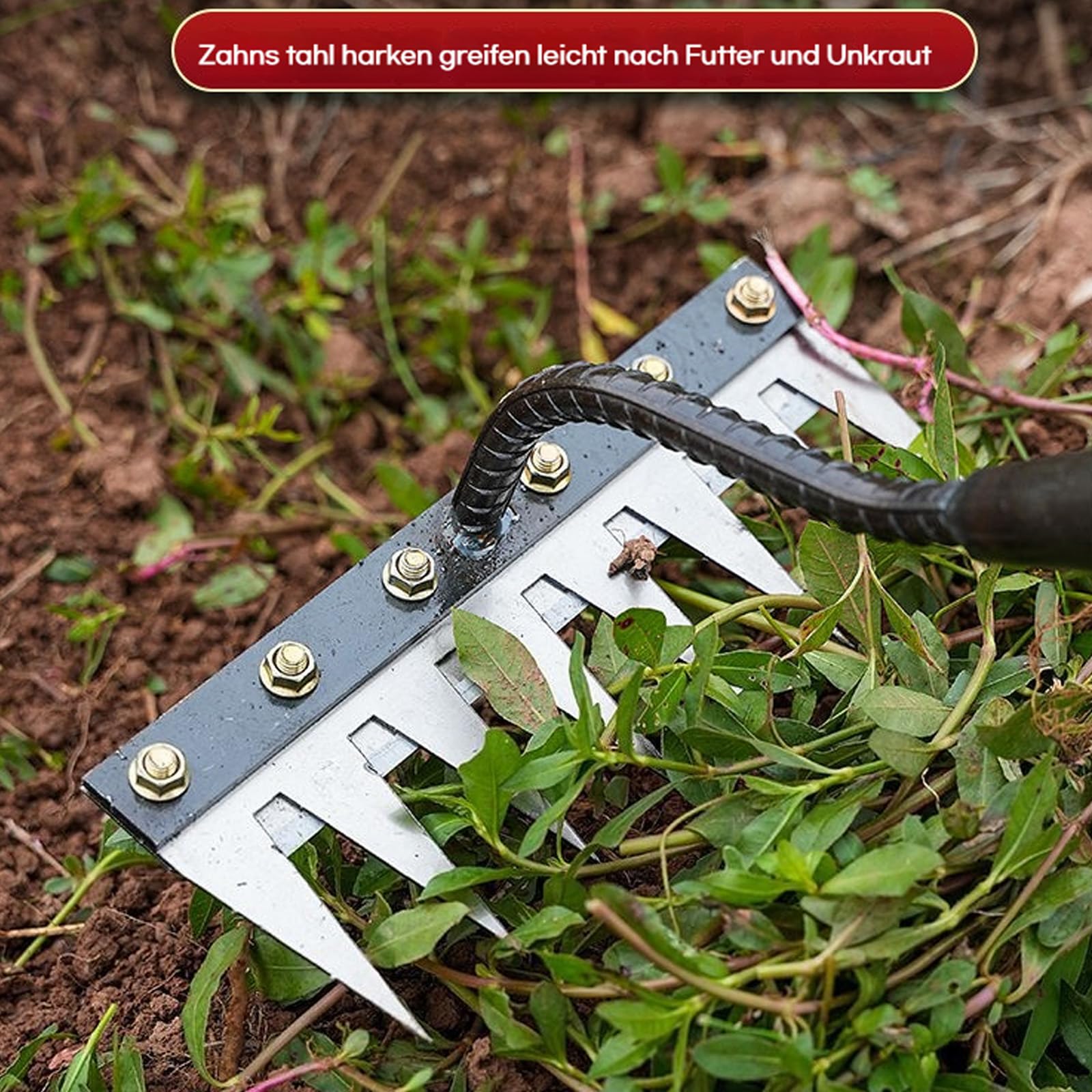 Rastrillo Weng de acero al manganeso de 8 dientes, herramienta cultivadora multifuncional para aflojar y sembrar el suelo, tenedor de jardín esencial para entusiastas de la jardinería
