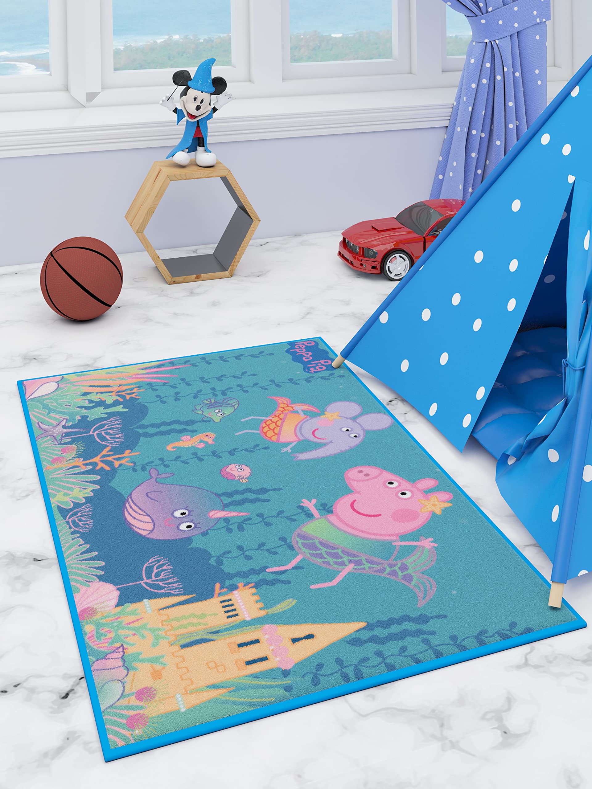 Athom Living Peppa Pig Aqua World Kids Carpet Blue 90x150 cm-image-2