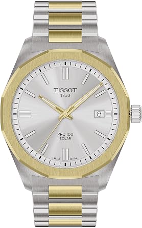 Tissot PRC 100 Solar 39mm, Swiss Solar Quartz Watch for Men, Stainless Steel Case, Silver Dial, T1514222203100