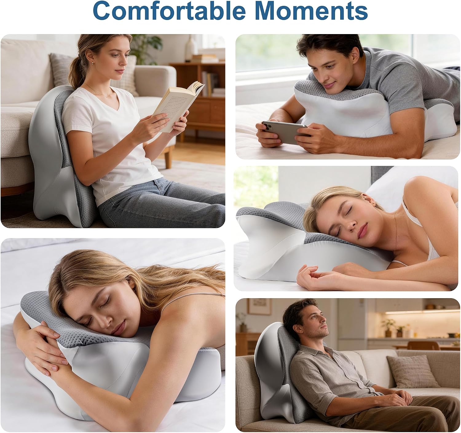 Reading Pillow Ergonomic Memory - Comfort Wedge Support | for Neck, Waist, Hip and Whole Body, Multi-Position Support Sleeping and Couples Pillow