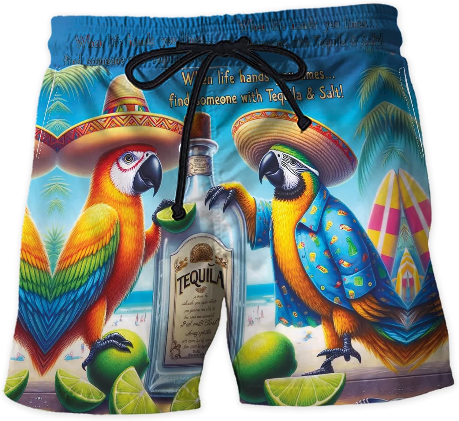 Parrot Lovers Men's Swim Trunks - Summer Hawaiian Shorts for Men, Men's Summer Bathing Shorts Set 28