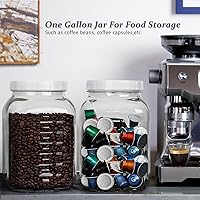 Vista 7 de Paquete de 2 tarros de vidrio transparente de boca ancha de 1 galón con tapa, tapa de rosca hermética resistente con junta de silicona - tarro Mason