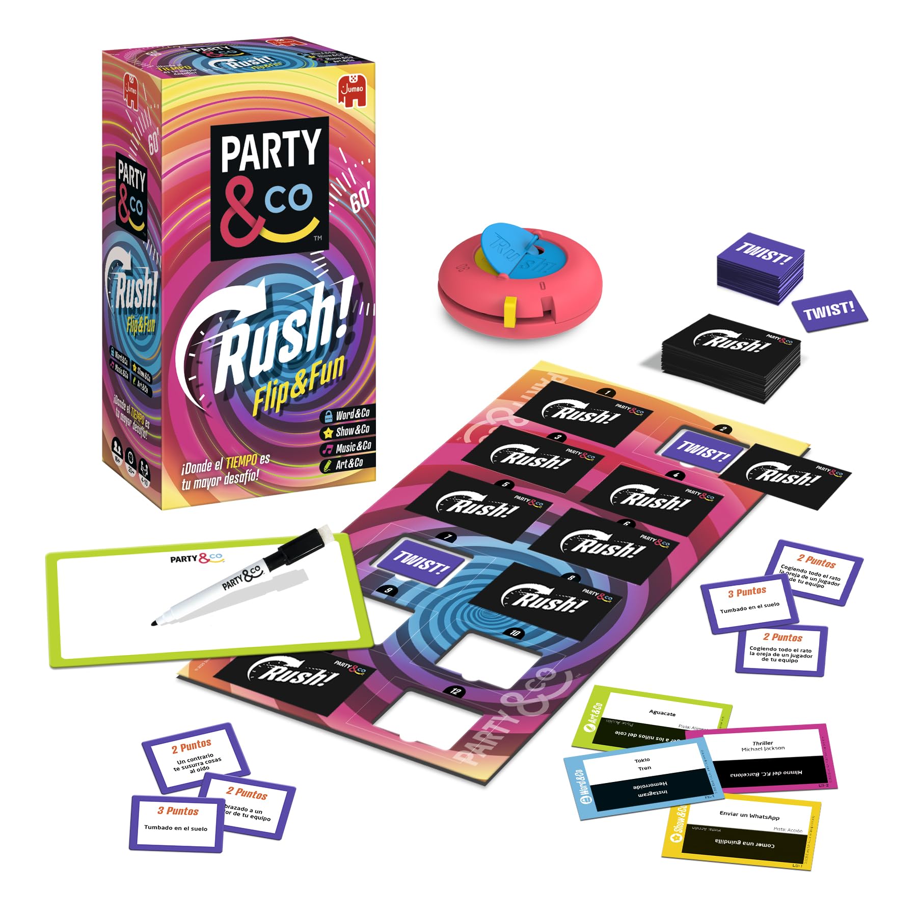 PARTY & CO. Rush - Juego de Mesa multiprueba, Divertido y por Equipos, Juego para Fiestas, Recomendado a Partir de 14 años