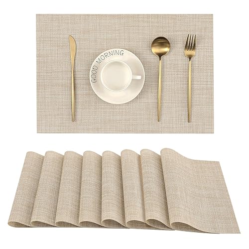 Leetaltree Beige Placemats Set of 8 - Heat Resistant Non-Slip
