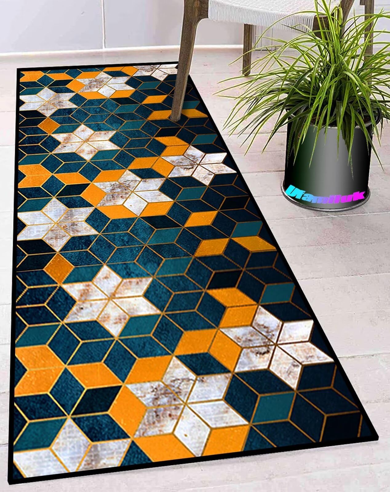 Tapis de cuisine lavable et antidérapant gris moderne pour couloir et salon
