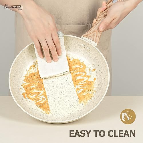 Miniatura 5 de MICHELANGELO Sartenes antiadherentes, sartén de 12 pulgadas con tapa, sartén grande de 12 pulgadas con mango ergonómico, sartén no tóxica,