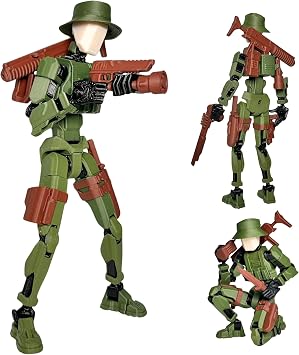 Army Men Action Figure, 3D Printed Dummy 13 for Boys | Already Assembled, Stable ABS Joints, 5.5" Tall, T13 Accessories Compatibility, Desktop Decor