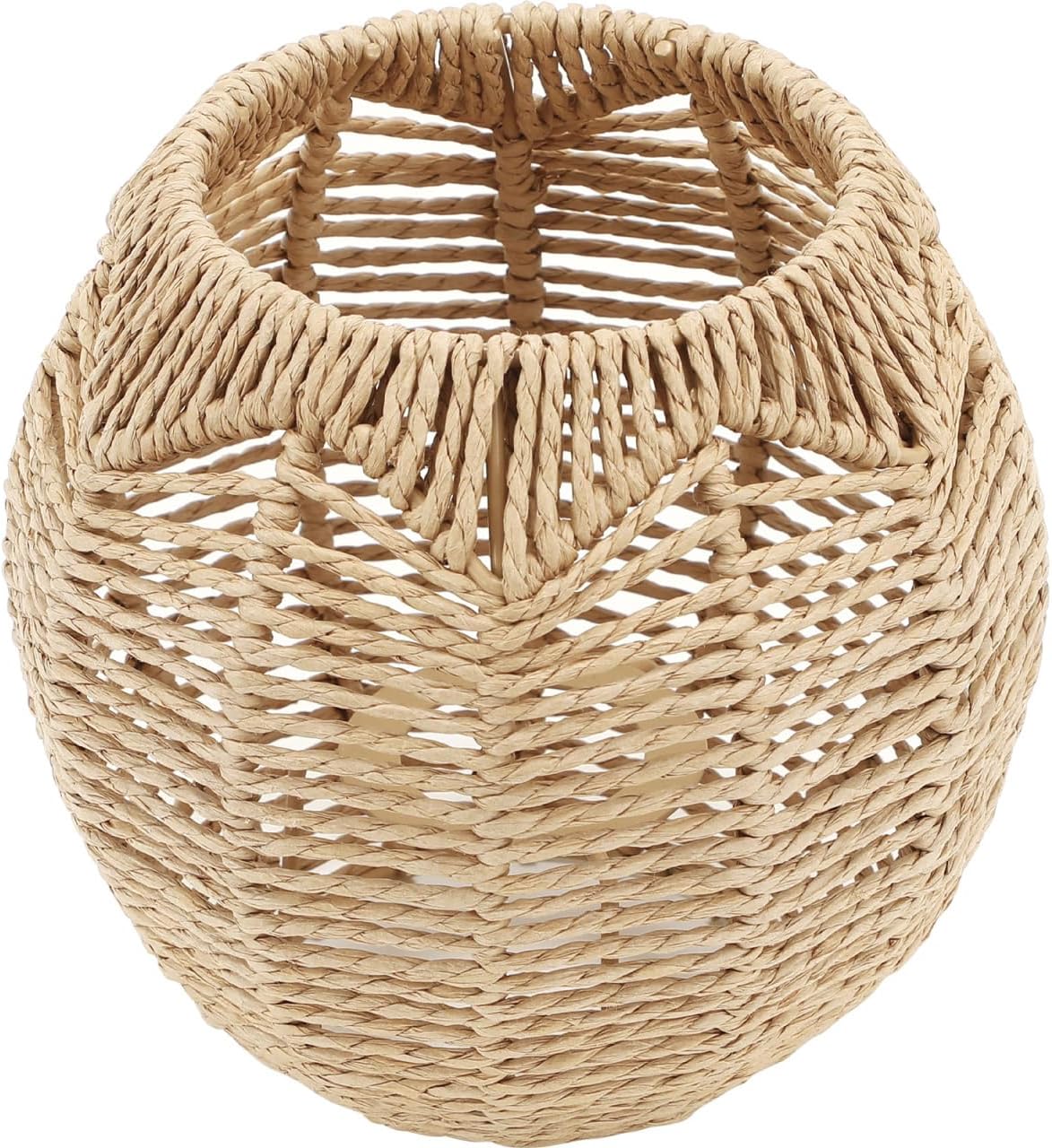 Cabilock Rattan Ceiling Pendant Lamp Light Cover Vintage Handwoven Chandelier Lamp Shade Bulb Guard Cage for Home Hotel Room Bedroom
