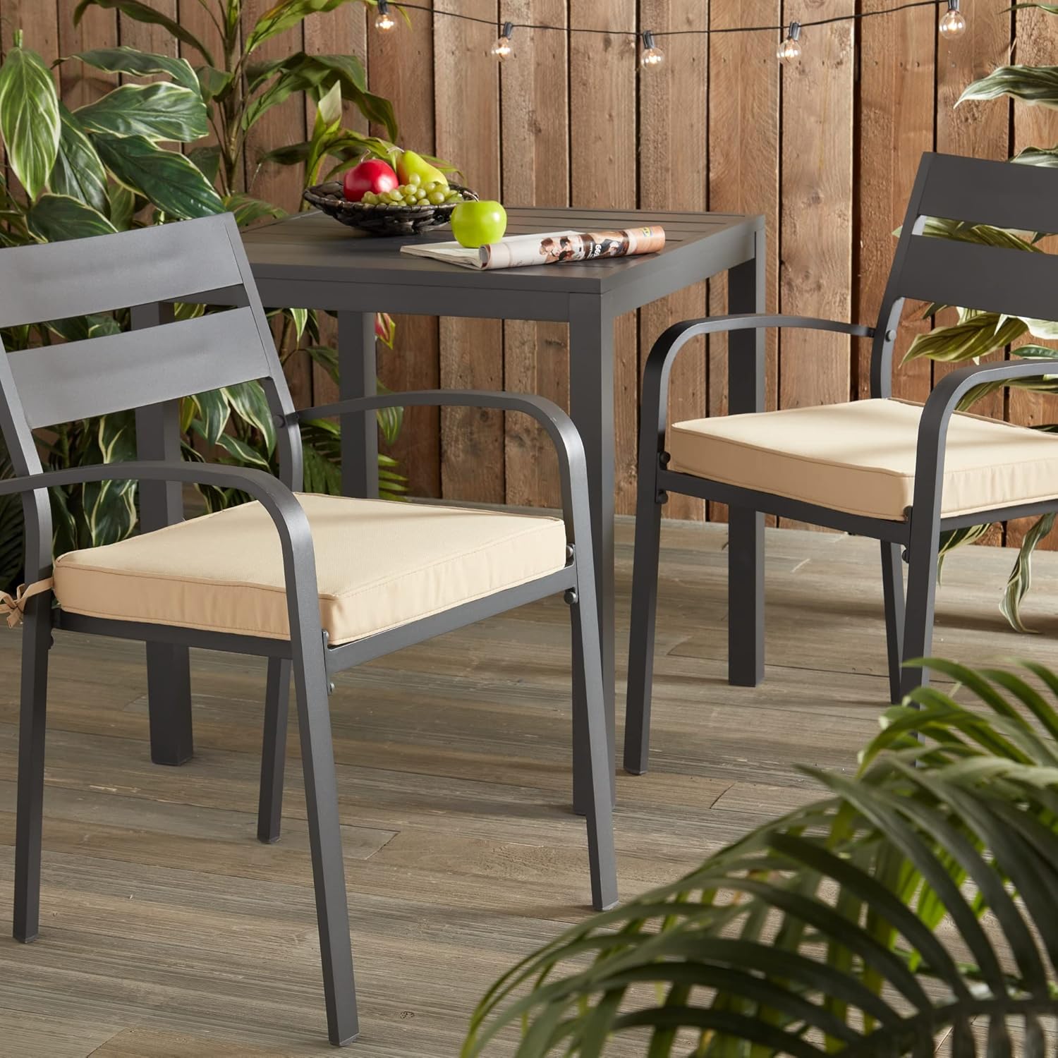 outdoor 18-inch square reversible seat cushion with ties, 2-pack, sanddollar sanddollar 2-pack