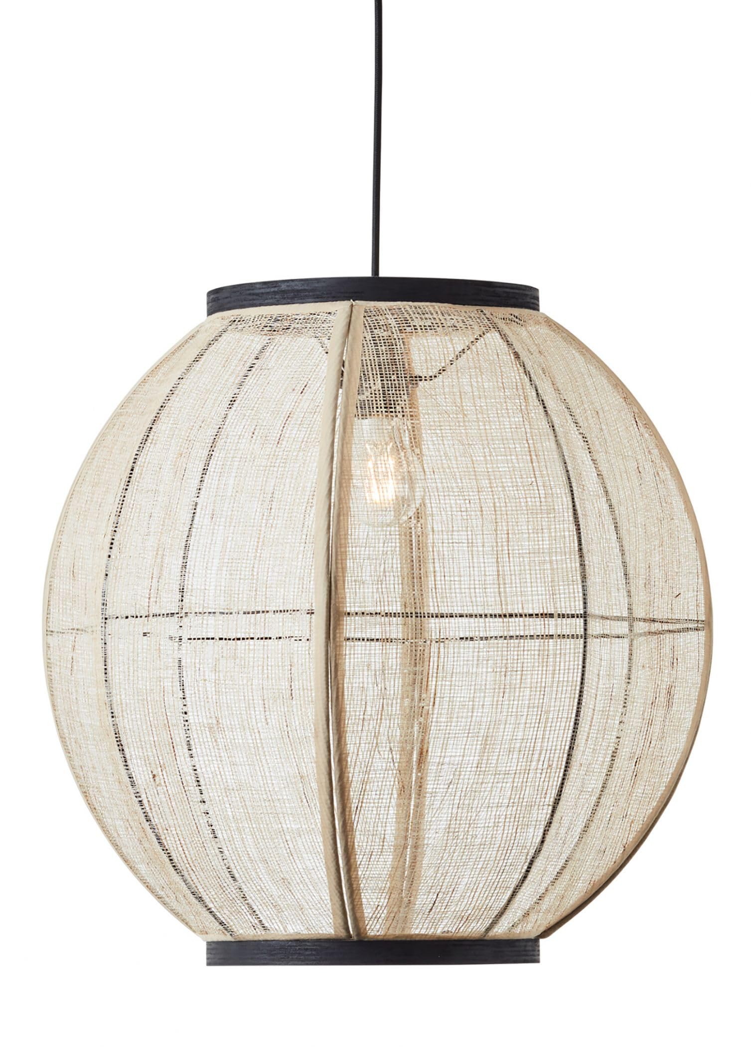 Endon 101688 Zaire Light, Natural Linen, Matt Black, 470mm