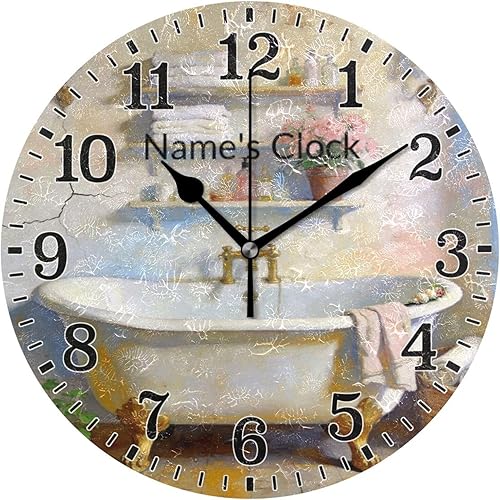 Miniatura 34 de JUNZAN Divertido Adorable Gatito en Bañera Relajándose Relojes Redondos de Baño Relojes para la Pared 10 Pulgadas Reloj de Pared Pequeño Casa de