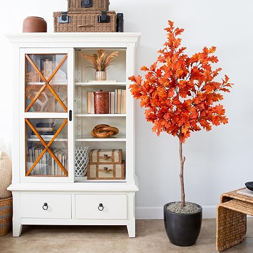 Miniatura 5 de Nearly Natural Árbol de otoño artificial de roble otoñal de 6 pies