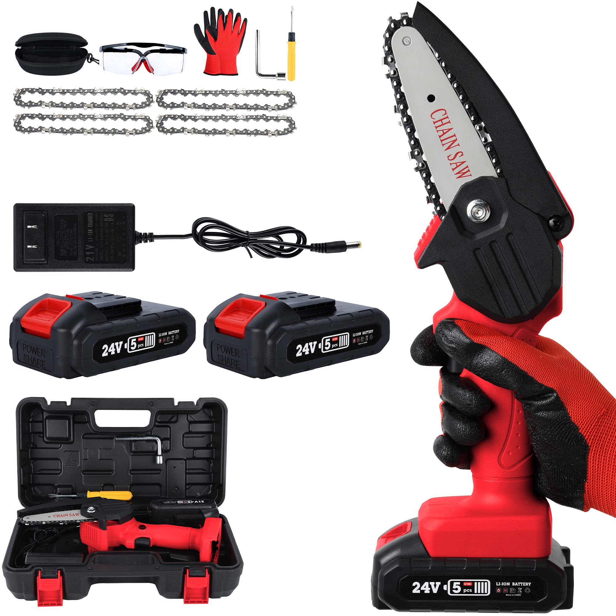 Buy Mini Chainsaw 4Inch, Gardtech Battery Powered Cordless Chainsaw with Quick Charger for Wood