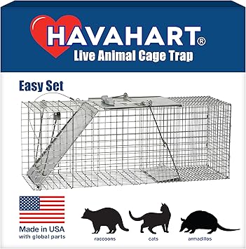 Havahart 1085 Large 1-Door Easy Set Humane Live Animal Trap for Armadillos, Cats, Groundhogs, Muskrats, Opossums, Raccoons, Skunks - Havahart Live Animal Cage Trap