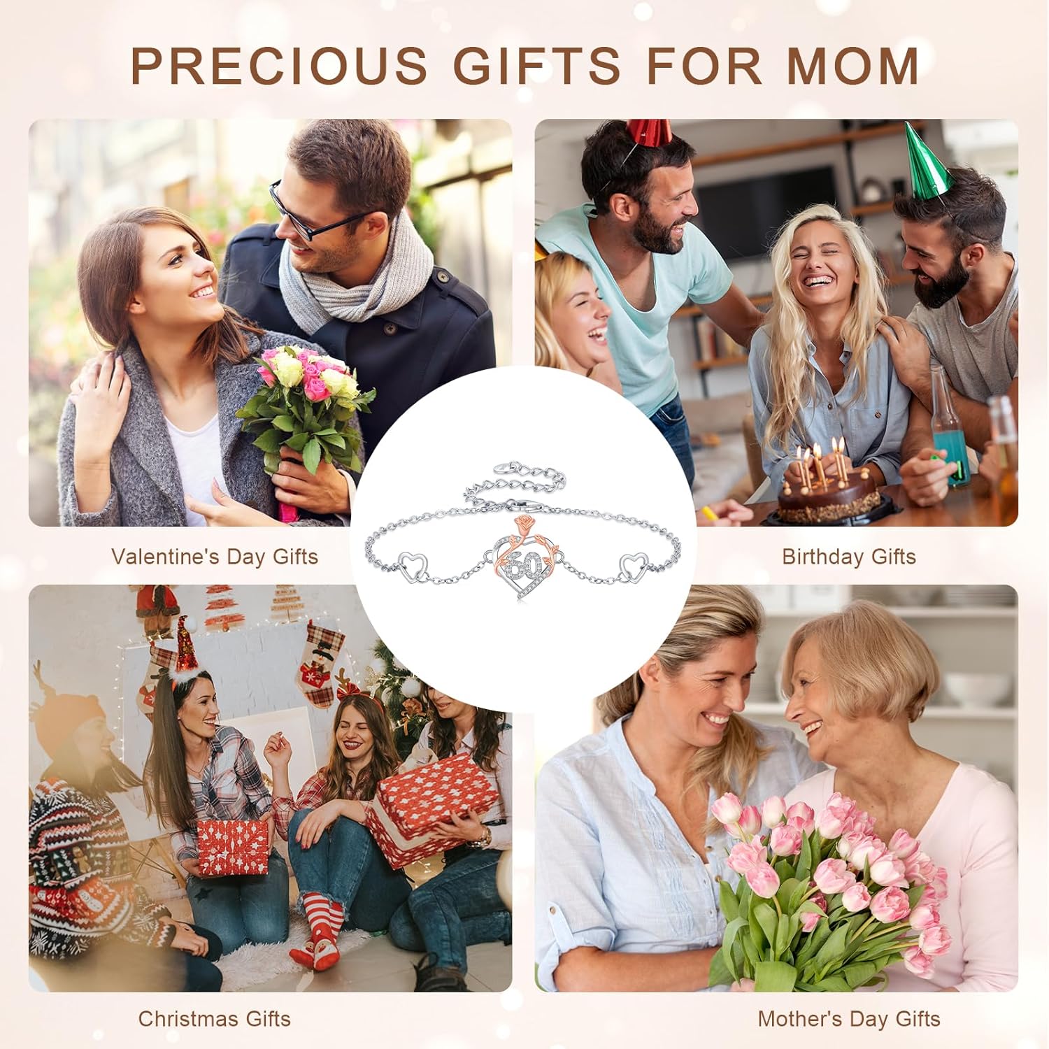 15th/16th/18th/50th/60th/80th Birthday Gifts for Women Daughter Wife Mom 925 Sterling Silver 18 Year Old Birthday Gifts Heart Rose Flower Adjustable Bracelet Mothers Day Anniversary Christmas Jewelry - Image 7