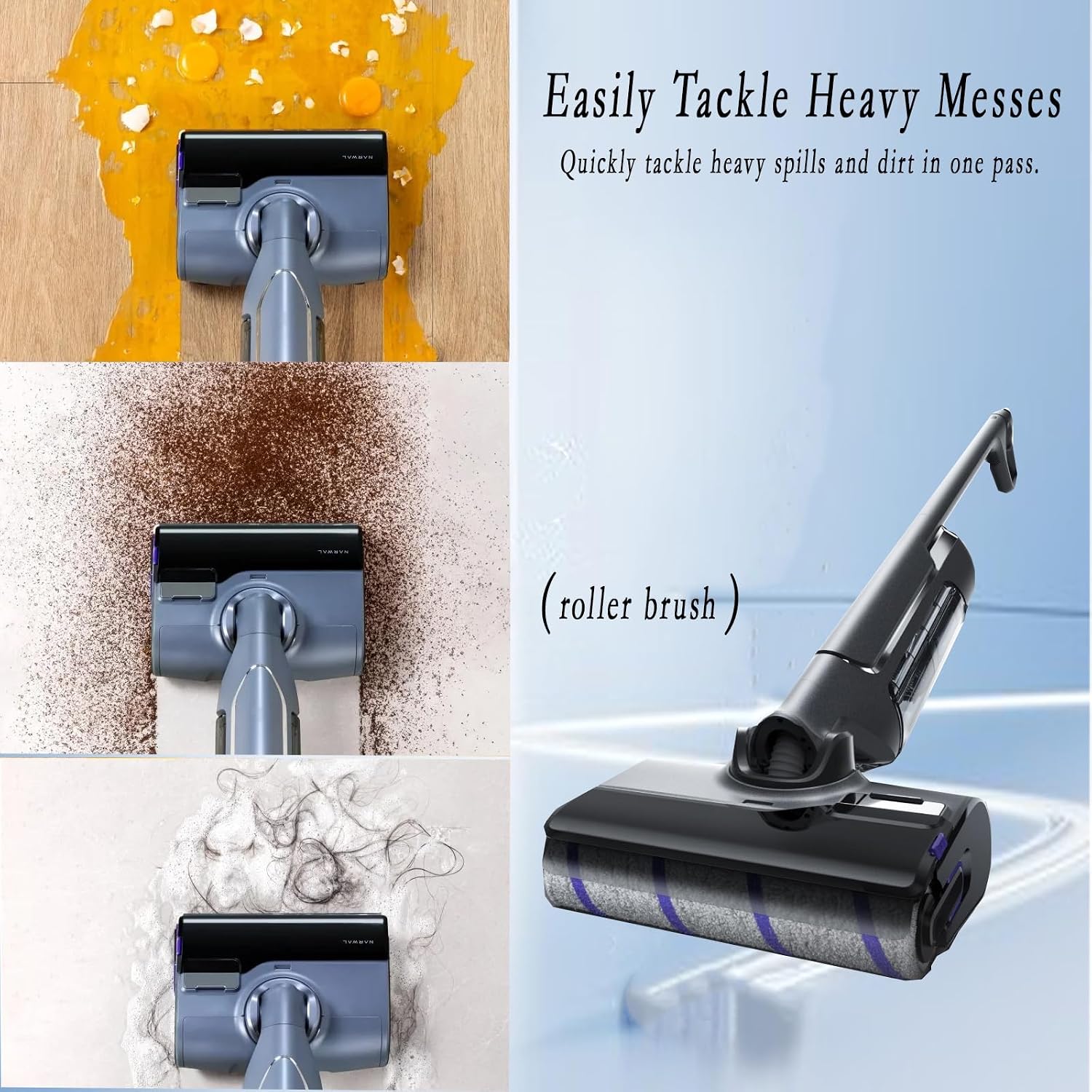 Replacement Parts for Narwal S30/S30 Pro Wet Dry Vacuum Cleaner Spare Accessories, 2 Roller Brushes 2 Filters 1 Cleaning Brush
