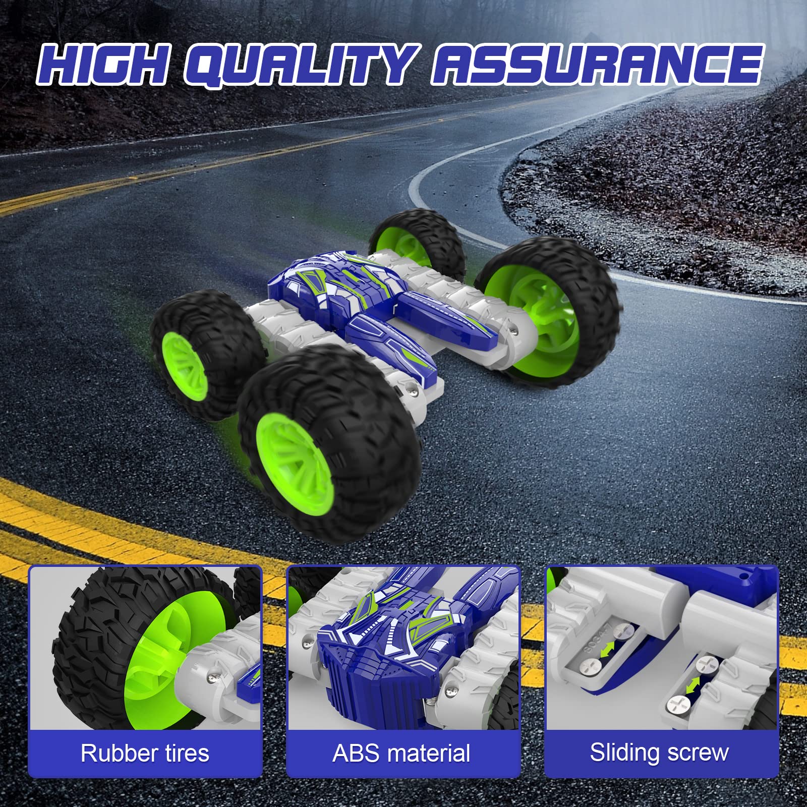 EYLM Macchina Telecomandata per Bambini 4WD RC Stunt Car 2.4GHZ Auto Radiocomandata con 360°Rotazione Acrobatica e Luce LED, Veicolo di Telecomando per Bambini Giocattoli Regalo