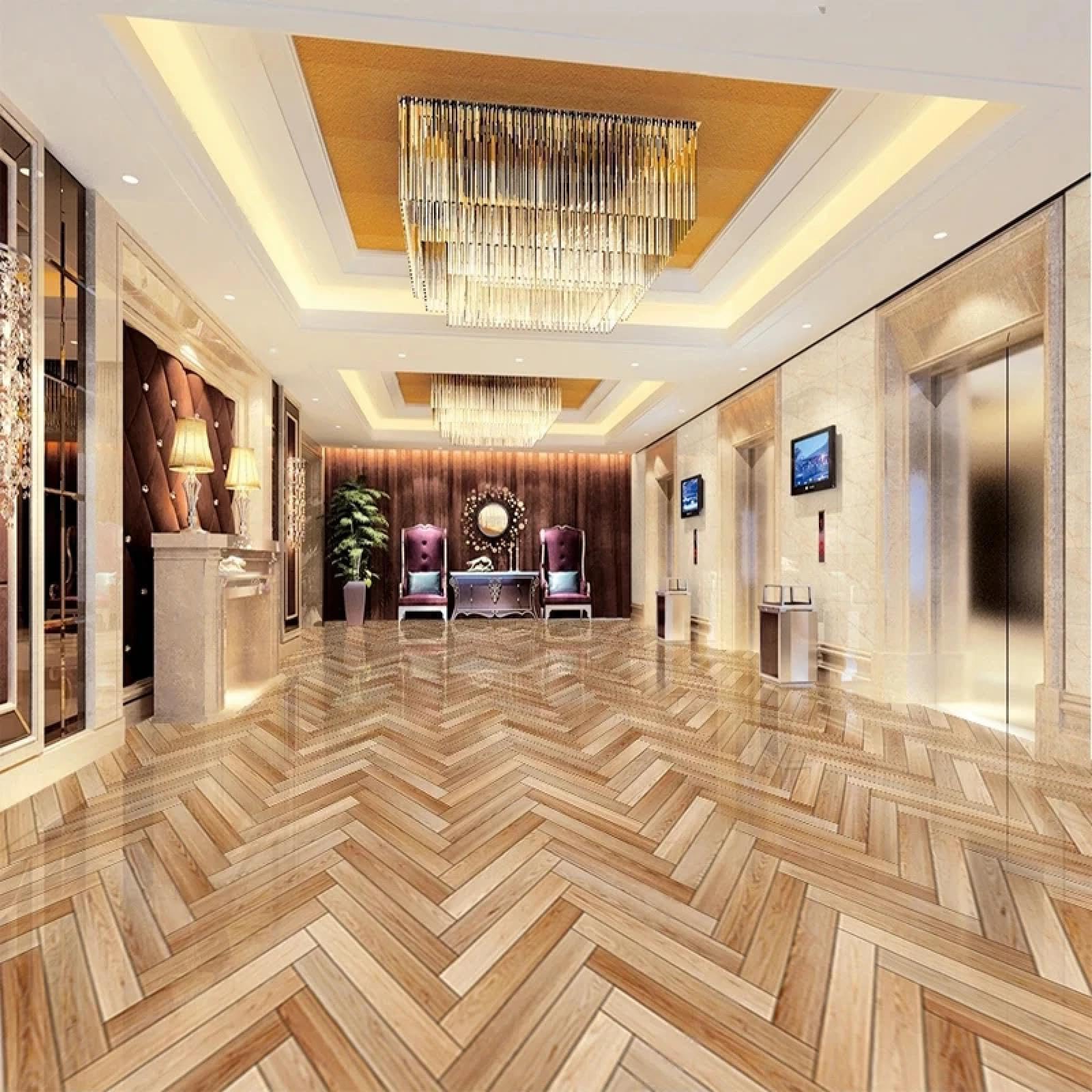 Carrelage de sol 3D autocollant étanche imitation bois pour salle de bain